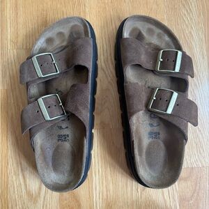 Birkenstock Papillio Arizona Chunky Sandal, Brown Suede, Size 38